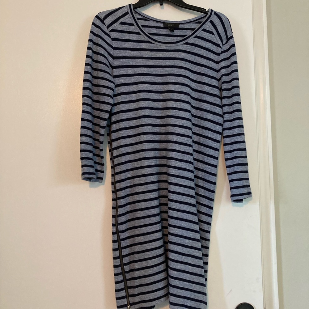 J. Crew Medium Striped Grey & Black Dress